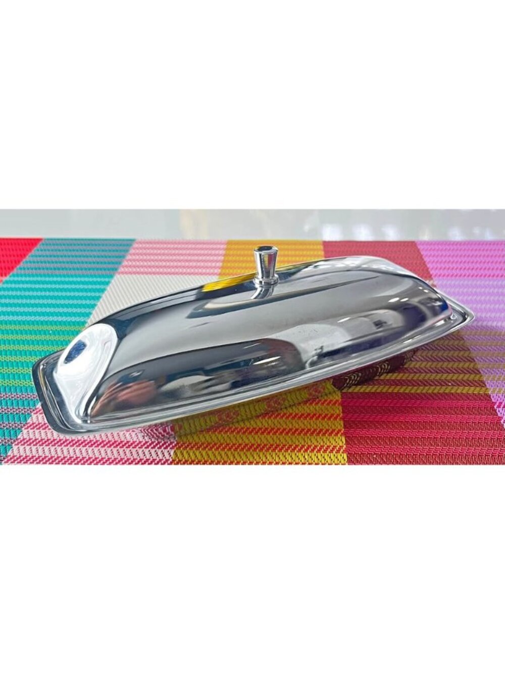 Vintage 1960s Milbern Creations chrome plated butter dish and lid